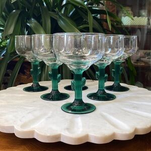 Set of 6 Libbey Cactus Margarita Glasses - Desert Cocktail Glassware